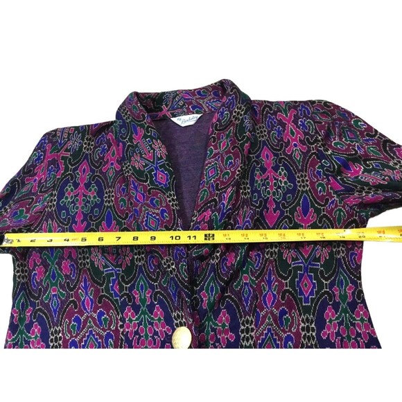 Vintage Womens Blazer Soft Shell Light Jacket Cropped Damask Pattern Medium M - Picture 10 of 14